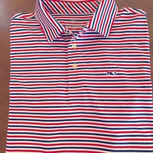 Vineyard Vines short sleeve polo. Red, white & navy striped.  Great Condition.